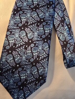 Magenta Designed In Canada Men's Black Blue Tribal Art Silk Necktie
